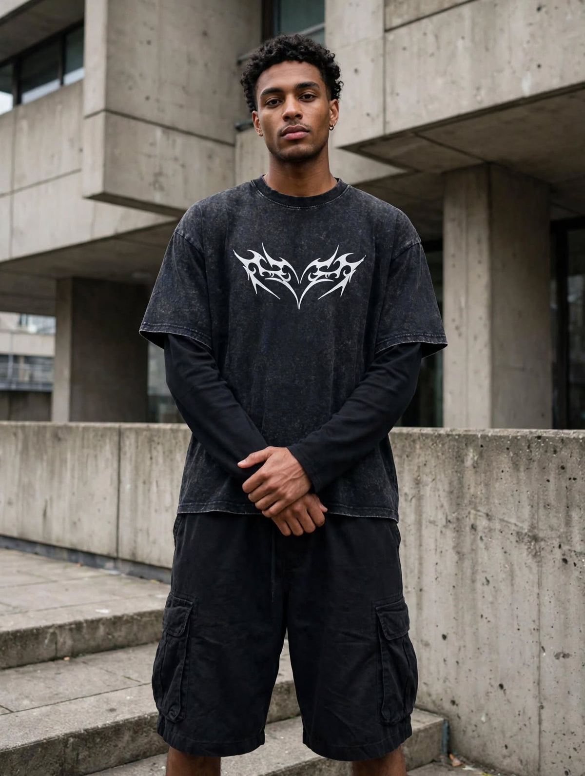 PERSÉVÉRANCE Double Layer Longsleeve Washed Black