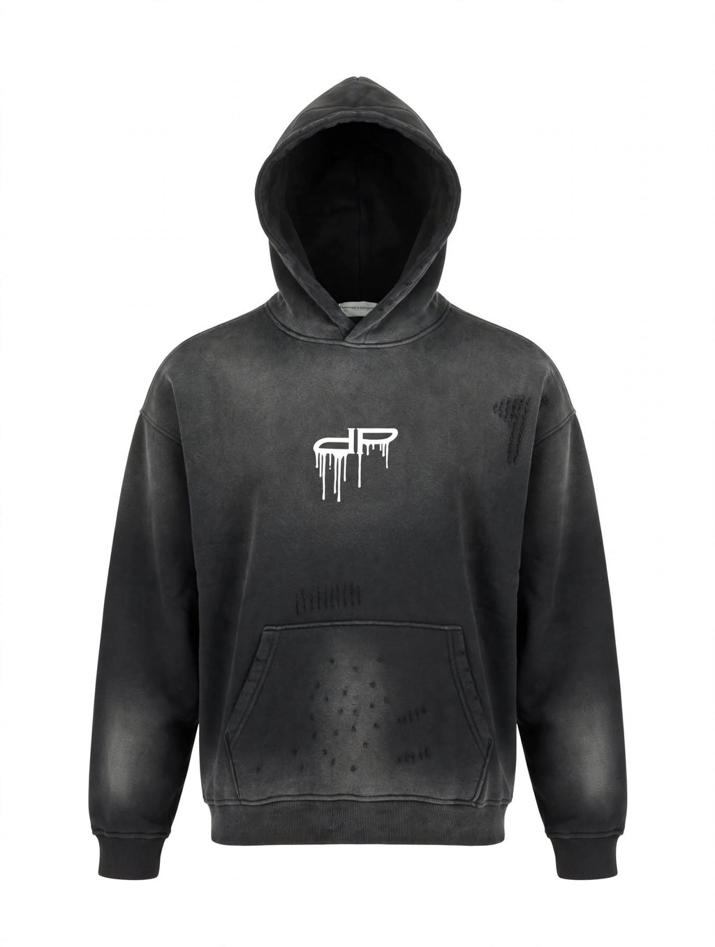 PERSÉVÉRANCE Washed Hoodie - Black Stencil