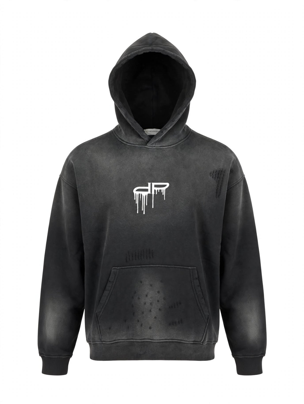 PERSÉVÉRANCE Washed Hoodie - Black Stencil