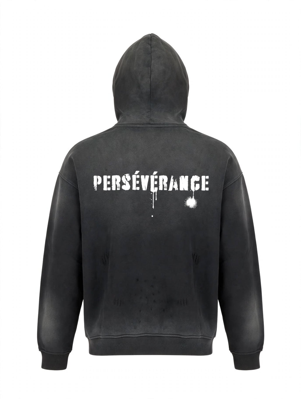 PERSÉVÉRANCE Washed Hoodie - Black Stencil