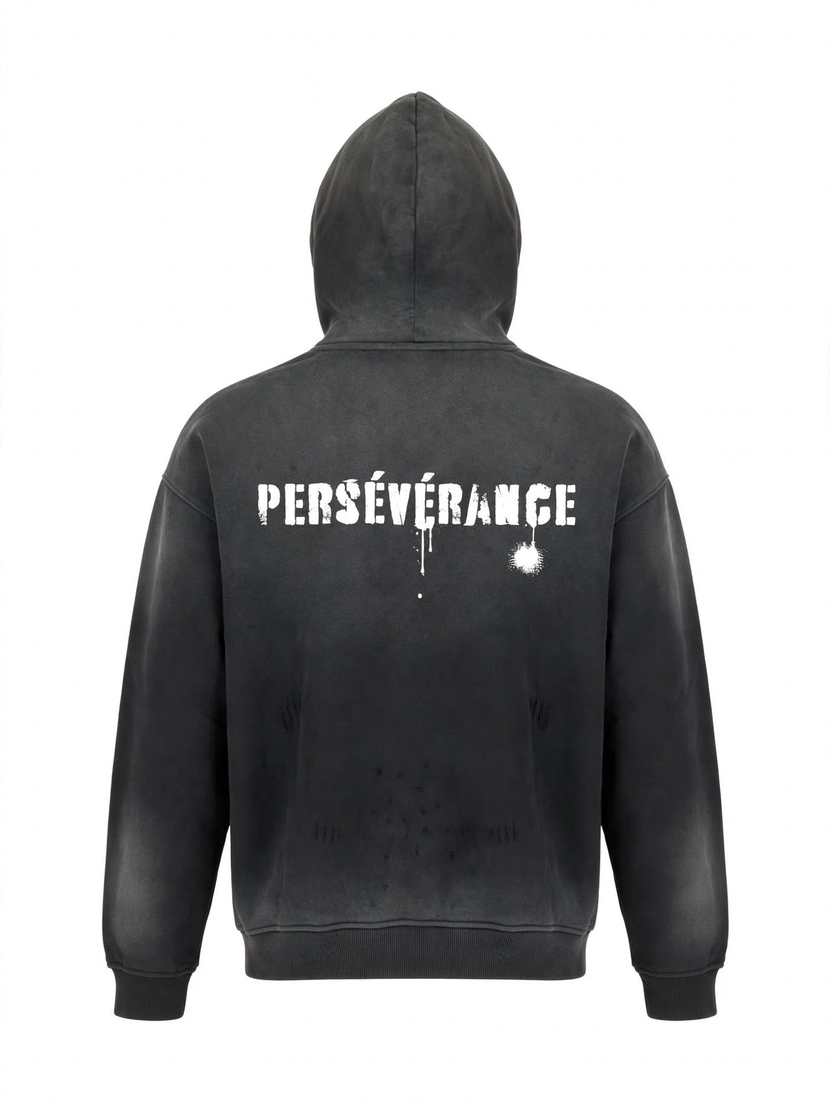 PERSÉVÉRANCE Washed Hoodie - Black Stencil