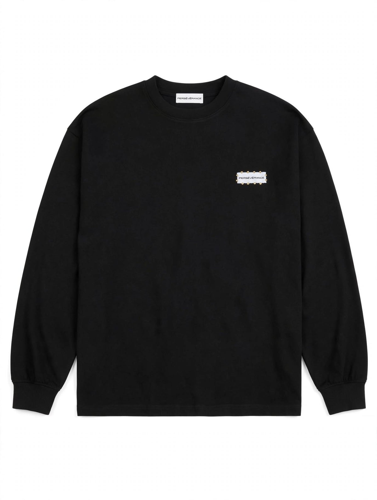 PERSÉVÉRANCE long sleeve black distressed essential