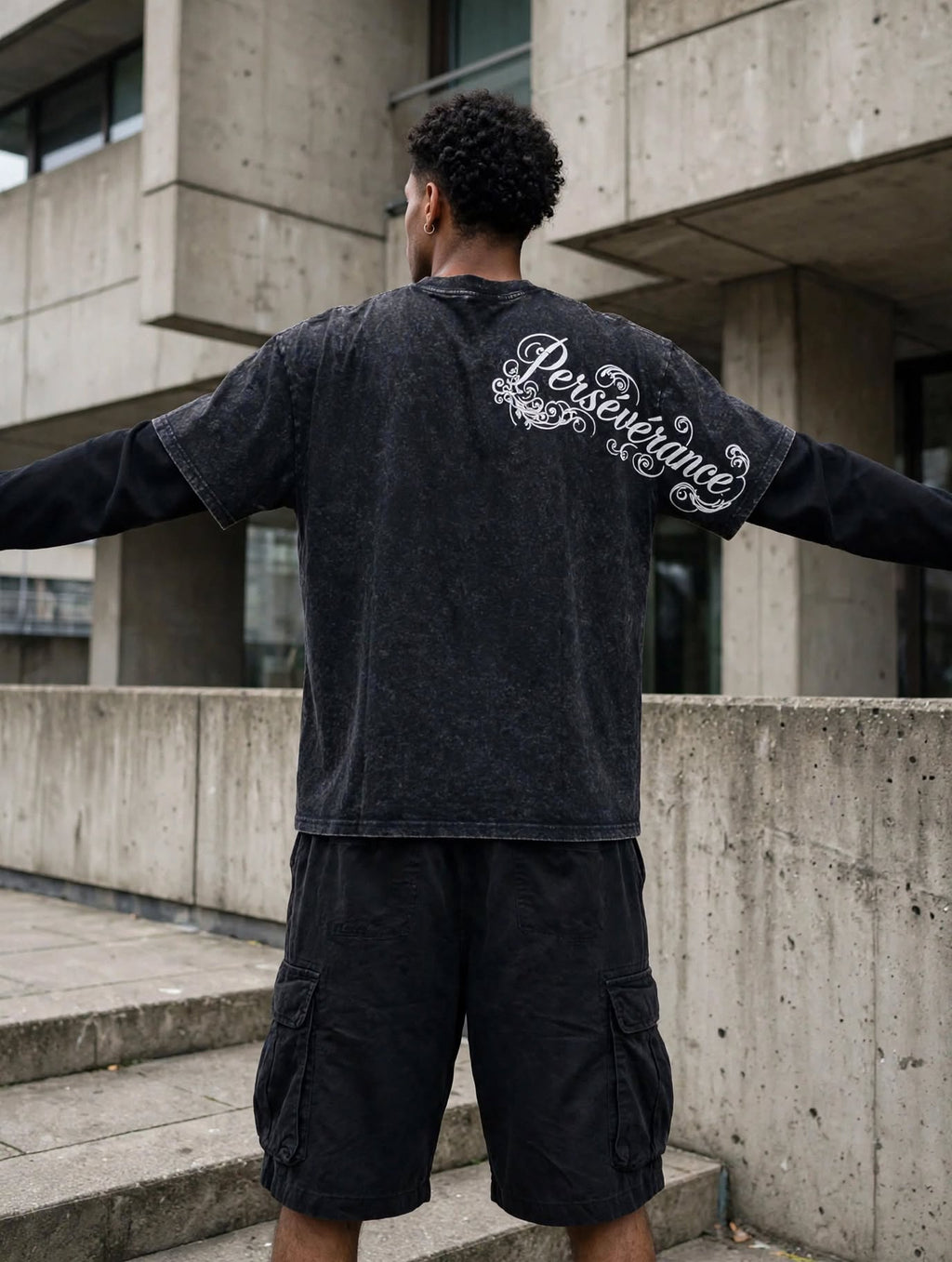 PERSÉVÉRANCE Double Layer Longsleeve Washed Black