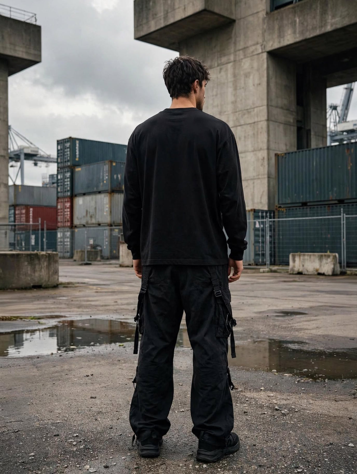 PERSÉVÉRANCE long sleeve black distressed essential